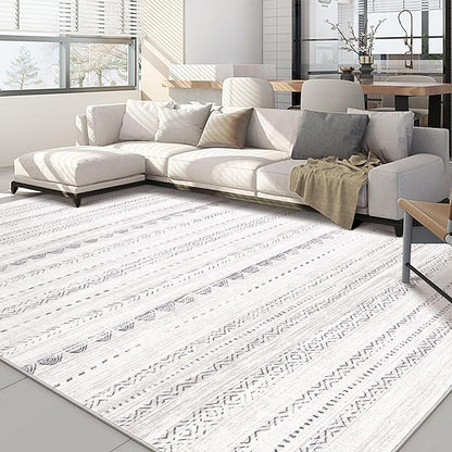 Nakagishi 6x9 Area Rugs Living Room: Washable Boho Large Neutral Soft Farmhouse Rug Stain Resistant Modern Indoor Floor Non-Slip Carpet for Bedroom Nursery Kids Playroom Office Dining Room Dorm- Gray