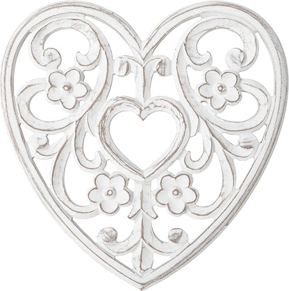 JFY Designs Wall Medallion - Wooden Wall Decor, Hand Carved & Embossed Decorative Wall Sculpture, Boho Farmhouse Wall Art, Perfect for Home, Office or any Living Space - Heart
