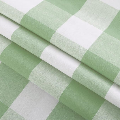 3 Pc Cotton Classic Country Farmhouse Kitchen Window Curtain Grommet Top -Mint Green & White Buffalo Check Tier & Valance Set, 54" x 18" / 32" x 30"