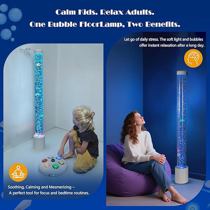 Bubble Tube Floor Lamp – Works with Various Controllers, Color-Changing Aquarium Mood Light for Visual Stimulation & Relaxation in Home, Sensory Rooms & Therapy Clinics (4FT Bubble Lamp)