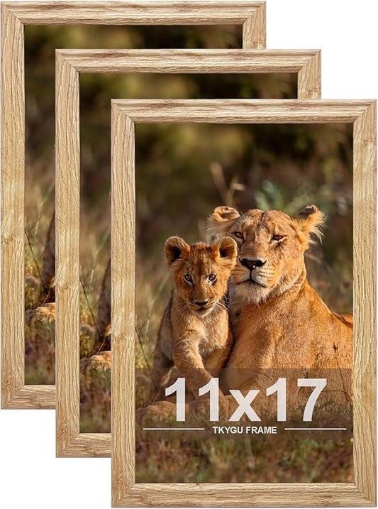 11x17 Picture frame set of 3,Modern Style Woode frames Wall Mounting Horizontally or Vertically, 11 by 17 Wall Gallery Poster Photo Frame with Shatter Resistant Plexiglass,best gift