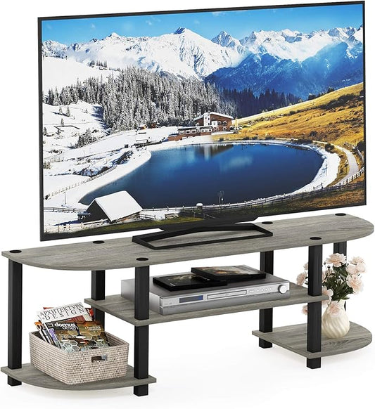 Furinno TURN-S-TUBE TV Stand, Wide Entertainment Center, TV Console for TV up to 55 Inch, for Living Room, Bedroom, Oak Grey