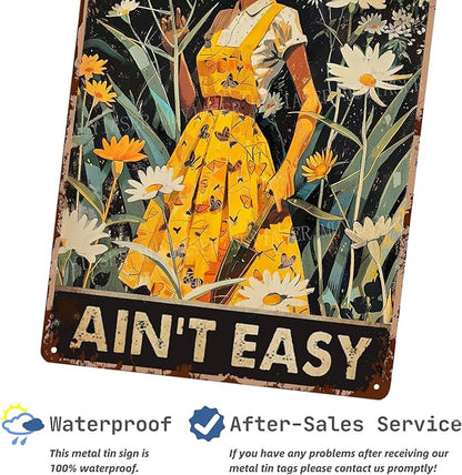 Metal Signs hoeing ain't easy Sign Vintage Signs Retro Aluminum Tin Sign for Kitchen Office Home Bar Cafe Decor 8x12 Inch