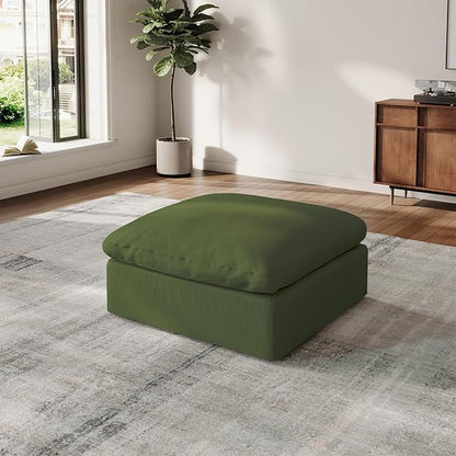 Ottoman,Down Filled Comfort Footrest,Modular Sectional Cloud Sofa for Living Room,Removable Washable Cushion Covers Couch for Apartment,Green