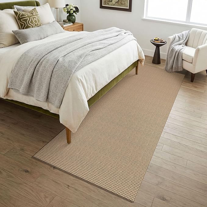 KOZYFLY 3x7 Washable Kitchen Runner Rug, Non Slip Wide Runners for Hallway, Cotton Entryway Runner, Braided Floor Carpet for Entry, Kitchen, Bedside, Hall, Orange Beige/Tan/Brown