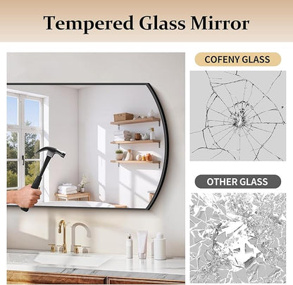 COFENY Bathroom Mirror, 24x40 Inch Black Oval Wall Mounted Mirror with Thin Metal Frame, Modern Bathroom Vanity Mirrors for Over Sink, Entryway, Living Room, Bedroom