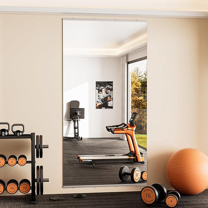 Keonjinn Home Gym Mirror, 84" x 42"-1PCS Workout Mirrors for Home Gym, Frameless Tempered Glass, Full Body Wall Mirrors for Fitness Exercise, Yoga Room, Dance Studio, Garage