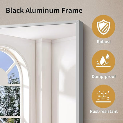 YIROMAN Bathroom Mirror 72"x36", Large Brushed Silver Bathroom Mirror for Over Sink with Aluminum Frame, Rectangular Vanity Mirror with Right Angle, Wall Mirror Hangs Horizontal or Vertical