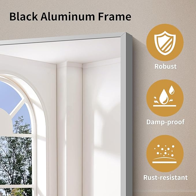YIROMAN Bathroom Mirror 48"x48", Large Brushed Silver Bathroom Mirror for Over Sink with Aluminum Frame, Rectangular Vanity Mirror with Right Angle, Wall Mirror Hangs Horizontal or Vertical