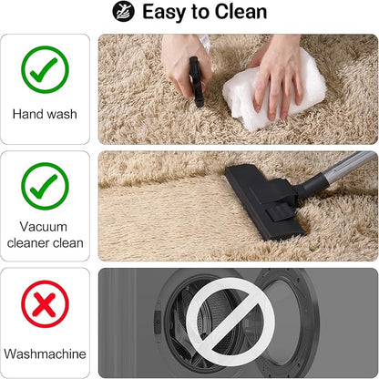 qulint 5x7 Area Rugs for Living Room, Fluffy Shaggy Rug for Bedroom Modern Plush Tan Rug, Soft Shag Fuzzy Carpets Solid Alfombra for Boys and Girls Dorm Room Home Decor (5ft x 7ft, Light Tan)