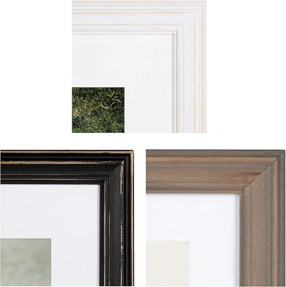 Kate and Laurel Bordeaux Gallery Wall Frame and Shelf Kit, Set of 10, Industrial Farmhouse Finishes, Assorted Size Frames and Three Display Shelves
