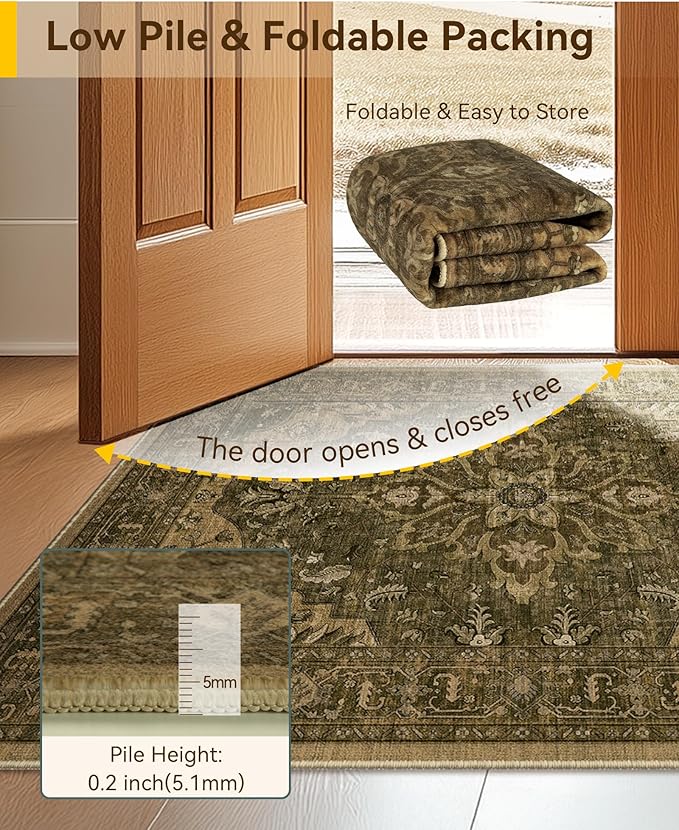 RELEANY Area Rugs 2'6"x5' Runner Rug Non Slip Washable for Kitchen Hallway Bedroom Beside Laundry Room Bathroom Rug, Floor Carpet, Brown Dark Brown