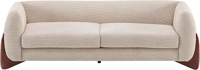 Christopher Knight Home Almab 82 Inches Sofa Couch, Cozy Boucle Upholstered 3-Seater Sofa, Wood Frame Couch, Comfy Couches for Living Room and Office, Modern Sofa, Lounge Seating, Almond