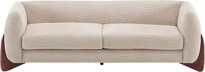 Christopher Knight Home Almab 82 Inches Sofa Couch, Cozy Boucle Upholstered 3-Seater Sofa, Wood Frame Couch, Comfy Couches for Living Room and Office, Modern Sofa, Lounge Seating, Almond