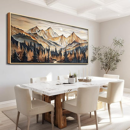 Wood Farmed Canvas Wall Art For Living Room Large Wall Decor For Office Bedroom Decorations Mountain Landscape Pictures Abstract Painting Artwork Room Wall Mural Aesthetic Home Decor 32x72 In