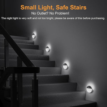 YUNLEX 6 Pack Battery Night Light, Toilet Lights, 2.6" Small Motion Senor Light, Stick on Lights, 3 Light Modes, Dimmable LED Nightlight for Closet, Stairs, Garage, Cabinet, Toliet, Daylight White