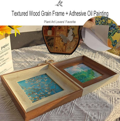 2 Pack Van Gogh Wall Art & Air Plant Airplant Holder Stand Magnetic Frame Set - 2-in-1 Famous Prints (Almond Blossom & Green Wheat Fields) for Living Room Bedroom Home Office Decor Plant Lovers' Gift