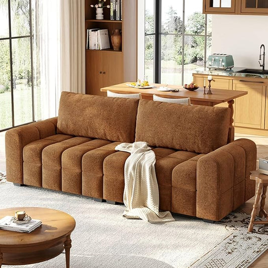 ONBRILL 82" Loveseat Sofa, Modern Chenille Sofa Couch for Living Room, Pull Point Seat Cushion, Easy Assembly, Comfy Love Seat for Small Spaces, Bedroom, Apartment, Orange