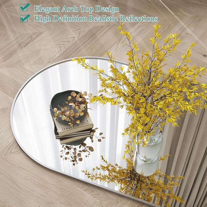Full Length Mirror, 76''x34'' Full Floor Mirror with Stand, White Arched Wall Mirror with Aluminum Frame, Large Body Mirrors for Bedroom Living Room