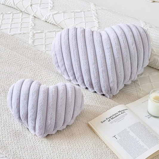 Heart Pillow, Heart Shaped Pillow with Soft Plush for Couch Bed, Decorative Throw Pillows for Bedroom Livingroom, Cozy Heart Pillows Home Decor Pillow Cushion (Grey, Large 19.6" x 15.7")