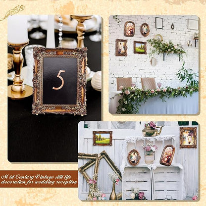 Geetery 4 Pcs Vintage Picture Frames Set, Bronze Ornate Baroque Frames for Gallery Wall, Antique Victorian Decorative Photo Frame for Tabletop or Wall Display, Shabby Cottagecore Home Decor