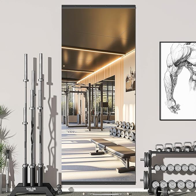 Hasipu 95"x40" Frameless Wall Mounted Mirror, Tempered Glass Home Gym Mirrors, Large Workout Mirror with Glass Clamps Aluminum Rail for Home Gym, Yoga Studio, Dressing Living Room