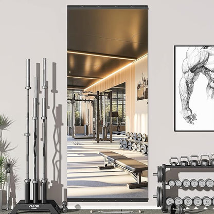 Hasipu 95"x40" Frameless Wall Mounted Mirror, Tempered Glass Home Gym Mirrors, Large Workout Mirror with Glass Clamps Aluminum Rail for Home Gym, Yoga Studio, Dressing Living Room