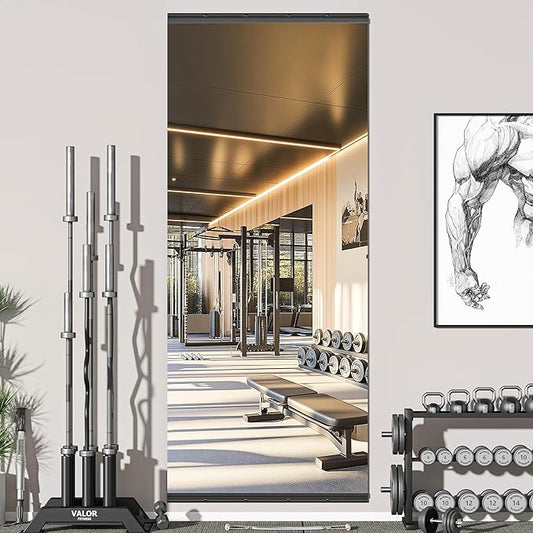 Hasipu 95"x40" Frameless Wall Mounted Mirror, Tempered Glass Home Gym Mirrors, Large Workout Mirror with Glass Clamps Aluminum Rail for Home Gym, Yoga Studio, Dressing Living Room