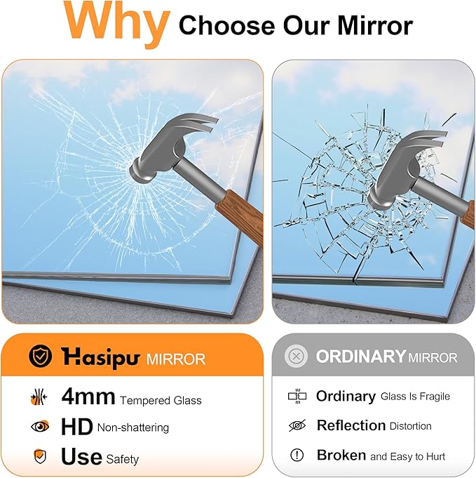 Hasipu Home Gym Workout Mirror 79" L x 35" W-1pcs Large Full Length Mounted Full Body Frameless Mirror for Workout, Yoga, Garage, Bedroom, Dance