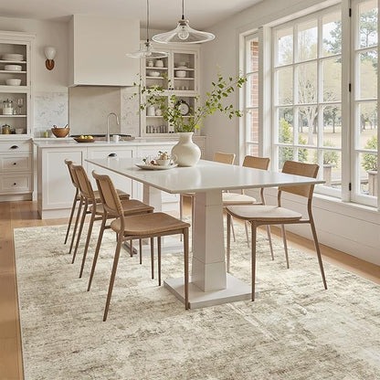 Soalmost 5x8 Area Rugs Beige Gray Low Pile Indoor Washable Trendy Faded Style Rugs for Bedroom Living Room Dining Room Foldable Non-Slip Thin Print Home Office Mat