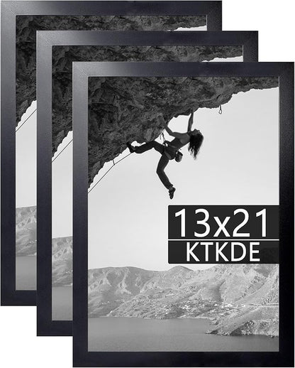 KTKDE 13x21 Picture Frame set of 3, Studio Gallery 21x13 Poster Black Frame Wooden, Vertical & Horizontal Wall Hanging Picture Frame for Photos, Posters & Art Prints