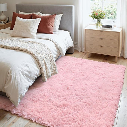 4x6 Area Rugs for Living Room Rug: Soft Fluffy Shag Pink Rugs for Bedroom, Non-Slip Large Fuzzy Plush Rug Indoor Floor Carpet for Nursery Kids Boys Girls Room, Dorms, Playroom, Modern Home Decor