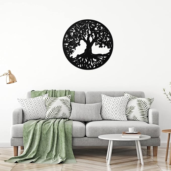 Yalikop Tree of Life Wooden Wall Art Decor Wooden Wall Sculpture 11.8 Inch Tree of Life Wood Hollowed Out Hanging Sign for Farmhouse Home Hanging Decoration Supplies