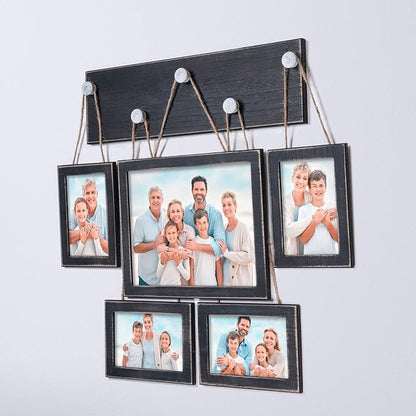 Picture Frames Collage 4x6 & 8x10 for Wall – Set of 5 Black Farmhouse Rustic Photo Frames with HD Plexiglass, Vintage Gallery Wall Frame Set for Living Room, Bedroom & Home Wall Décor