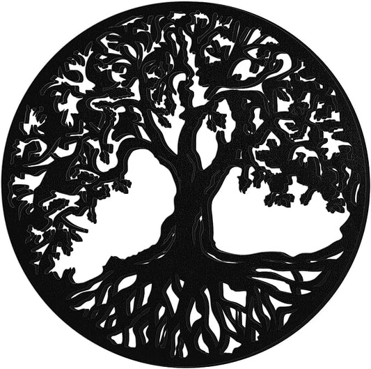 Yalikop Tree of Life Wooden Wall Art Decor Wooden Wall Sculpture 11.8 Inch Tree of Life Wood Hollowed Out Hanging Sign for Farmhouse Home Hanging Decoration Supplies
