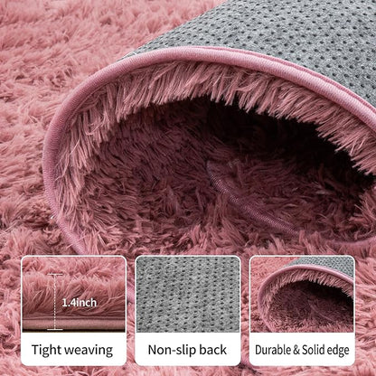 8x10 Area Rugs for Living Room Bedroom, Ultra Soft Fluffy Pink Large Rug Carpet for Bedroom, Upgrade Non-Slip Fuzzy Shag Plush Rugs for Nursery Boys Girls Kids Room Modern Indoor Home Decor