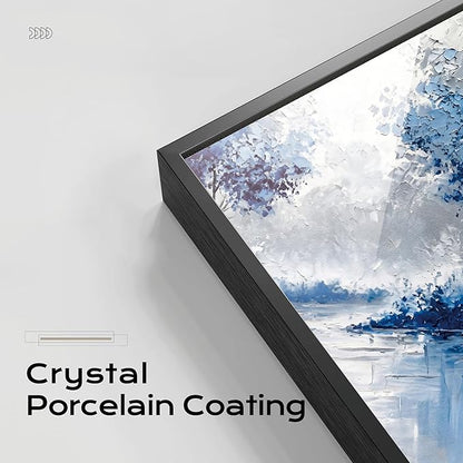 Extra Large Wall Art for Living Room Above Couch Bedroom Office, Teal Green Blue Abstract Modern Luxury Framed Crystal Porcelain Wall Decor, Waterproof Artwork for Home Hotel Restaurant 29x58 Inch