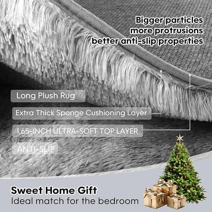 Large 9x12 Area Rug for Living Room, Soft Shag Rugs for Bedroom, Non-Slip Ultra Fluffy Rug,Modern Plush Carpet for Girls Boys Kids Room Dorm,Fuzzy Rug for Home Decor Aesthetic,Tie-Dyed Grey