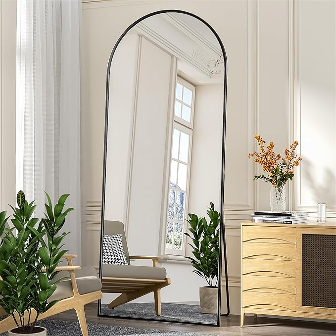 Antok Full Length Mirror, 71"x28" Arched Floor Mirror, Mirror Full Length with Stand, Wall Mounted Mirrors for Living Room Bedroom,Black