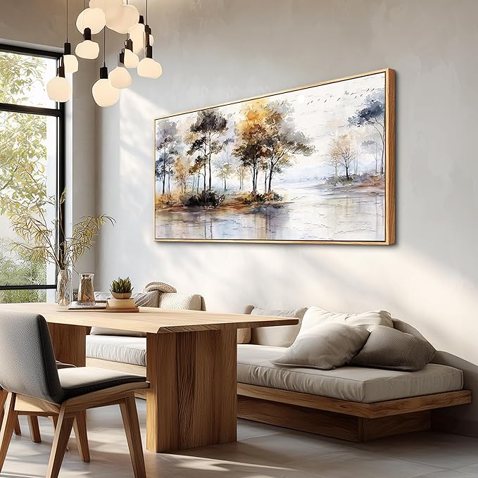 Wapluam Large Canvas Wall Art,Forest Framed Wall Art,Abstract Wall Art Artwork Retro Landscape Trees Pictures Decor Rustic Nature Canvas Painting Ready To Hang Living Room Bedroom Home Office 60"X30"