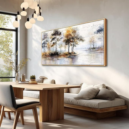 Wapluam Large Canvas Wall Art,Forest Framed Wall Art,Abstract Wall Art Artwork Retro Landscape Trees Pictures Decor Rustic Nature Canvas Painting Ready To Hang Living Room Bedroom Home Office 60"X30"
