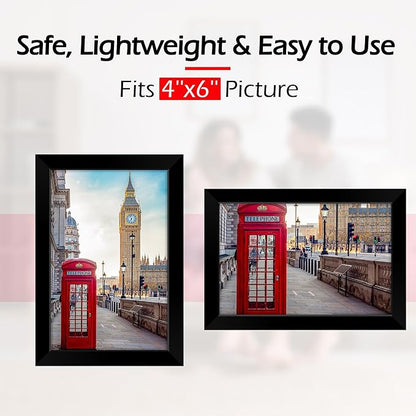 4x6 Picture Frames 2 Pack, 4 by 6 Black Photo Frame for Wall or Tabletop Display, Lightweight Poster Frame with HD Plexiglass, Horizontal or Vertical for Graduation Office Wall Home Decor
