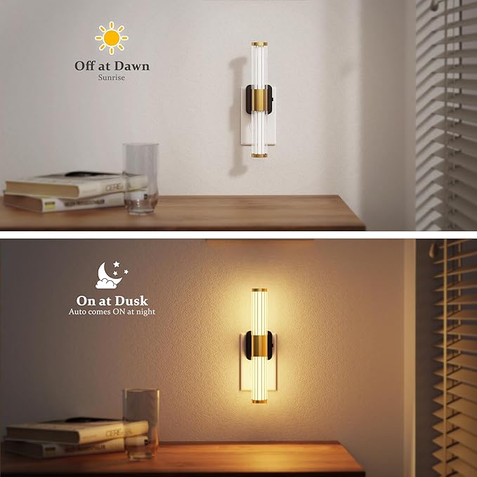 JandCase Night Light, Night Lights Plug into Wall, Soft White 3000K, 0-100LM Dimmable Night Light, Vanity Light Bar for Hallway, Bathroom, Rooms[2 Pack]