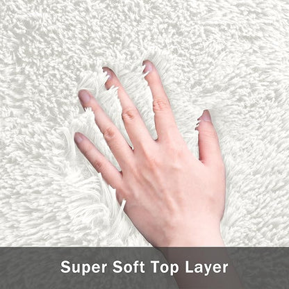 4x6 Area Rug for Living Room:Ultra Soft Fluffy Shag White Rugs,Large Fuzzy Plush Indoor Non Slip Carpet Washable Rug for Bedroom Kids Nursery Office Dorm Modern Decor(White 4'x6')