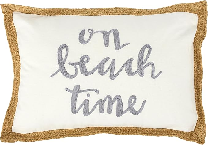 Primitives by Kathy Beach Time Decorative Throw Pillow, Jute, White, 15" Length x 10" Height