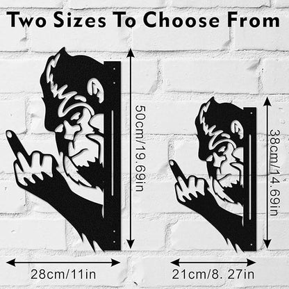 Funny Gorilla Wall Art - Rustproof Metal Sculpture for Outdoor Garden & Patio Decor, Wilderness Theme Novelty Gift (Number 50)
