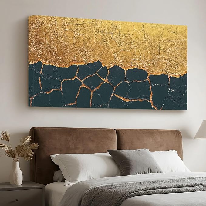 Iallbin Abstract Canvas Wall Art, Large Wall Art for Living Room, for Wall Modern Paintings Wall Decor Living Room (Abstract, Black and Yellow, 48L x 24W)