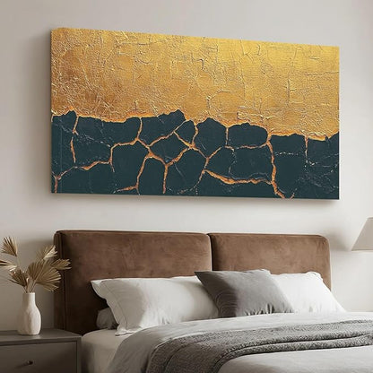 Iallbin Abstract Canvas Wall Art, Large Wall Art for Living Room, for Wall Modern Paintings Wall Decor Living Room (Abstract, Black and Yellow, 48L x 24W)