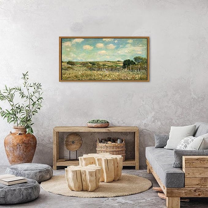 Farmhouse Framed Wall Art Country Barn Painting for Living Room Abstract Landscape Canvas Prints Vintage Nature Scenery Picture Rustic Classical Meadow Poster Artwork Bedroom Home Decorations 20x40