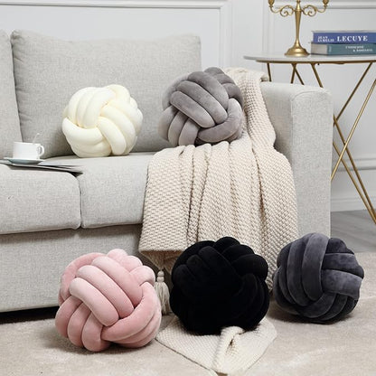Petrella Knot Pillow Throw Pillows Ball Round Cute Throw Pillows Home Decor Cushion Decorative Aesthetic Spandex,Light Gray 8inch
